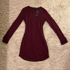 burgundy long sleeve dress